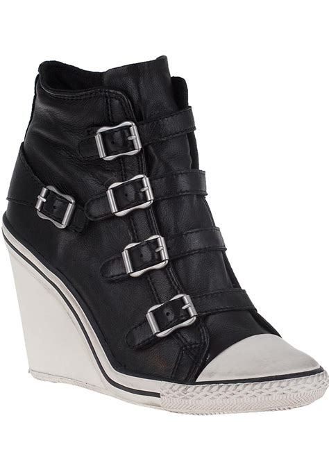 Amazon.com: Black Leather Wedge Sneakers.